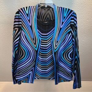 IKA 2-Piece Tank & Jacket. Nylon Black Mesh decorated w/Ribbon Swirling Design